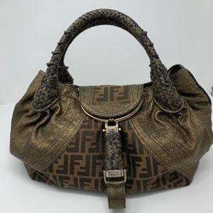 FENDI Zucca Nappa Tortoise Spy Bag Tobacco Handbag